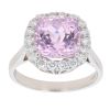 18ct White Gold 1.00ct Diamond And Pink Kunzite Cluster Ring