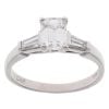 Platinum 1.00ct Emerald and Tapered Cut Diamond Solitaire Ring