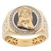 14ct Yellow And White Gold Cubic Zirconia Jesus Signet Ring