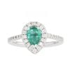 18ct White Gold Diamond And Emerald Pear Shape Cluster Ring