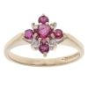 9ct Yellow Gold 0.05ct Diamond and Ruby Cluster Ring