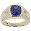 9ct Yellow Gold 0.02ct Diamond and Blue Gemstone Signet Ring