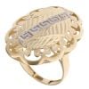 14ct Yellow And White Gold Greek Key Patterned Oval Ring