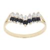 9ct Yellow Gold Sapphire And Cubic Zirconia Two Row Wishbone Ring