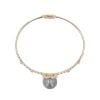 9ct Yellow Gold 0.10ct Diamond And Grey Cultured Pearl Bangle