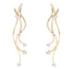14ct Yellow Gold 0.20ct Brilliant Cut Diamond Triple Wave Earrings