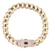 14ct Yellow Gold Monaco Curb Classic Cubic Zirconia Pave Lock Bracelet 8.5"