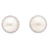 Silver Cubic Zirconia And Pearl Stud Earrings by Icesia