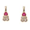 14ct Yellow Gold Cubic Zirconia And Red Gemstone Heart Earrings
