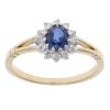 9ct Yellow Gold Blue Gemstone And Cubic Zirconia Cluster Ring