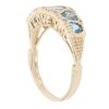 9ct Yellow Gold 0.04ct Diamond and Aquamarine Heart Ring