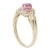 9ct Yellow Gold 0.10ct Diamond and Pink Sapphire Three Stone Twist Ring