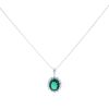 Silver Cubic Zirconia and Green Gem Pendant and Chain by Icesia 18"