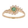 18ct Yellow Gold Cubic Zirconia and Emerald Twist Ring