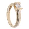 14ct Yellow and White Gold Cubic Zirconia Single Stone Ring