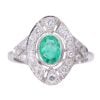 Platinum 0.58ct Emerald and 0.43ct Diamond Cluster Ring