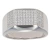 Silver Cubic Zirconia Rectangular Signet Ring By Icesia