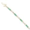 9ct Yellow Gold 0.10ct Diamond And Emerald Bracelet 7"