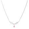 9ct White Gold Cubic Zirconia And Pink Topaz Necklace 18"