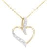 9ct Yellow Gold Diamond Heart Pendant Necklace