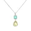 9ct White Gold Emerald and Citrine Pendant and Chain 16"