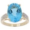 9ct Yellow Gold 0.05ct Diamond and Blue Topaz Solitaire Ring