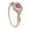 9ct Yellow Gold Ruby And Cubic Zirconia Heart Cluster Ring