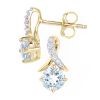 9ct Yellow Gold Blue Topaz and Diamond Crossover Stud Earrings