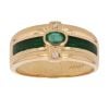 18ct Yellow Gold 0.05ct Brilliant and Oval Cut Diamond and Emerald Ring