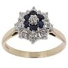 9ct Yellow Gold 0.05ct Diamond And Sapphire Cluster Ring