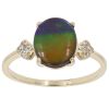 9ct Yellow Gold Cubic Zirconia and Opal Triplet Dress Ring