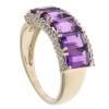 9ct Yellow Gold 0.15ct Diamond and Amethyst Five Stone Ring