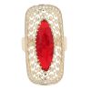 14ct Yellow Gold Red Gemstone And Cubic Zirconia Ring