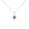 18ct White Gold Sapphire And 0.25ct Diamond Cluster Pendant And Chain 16"