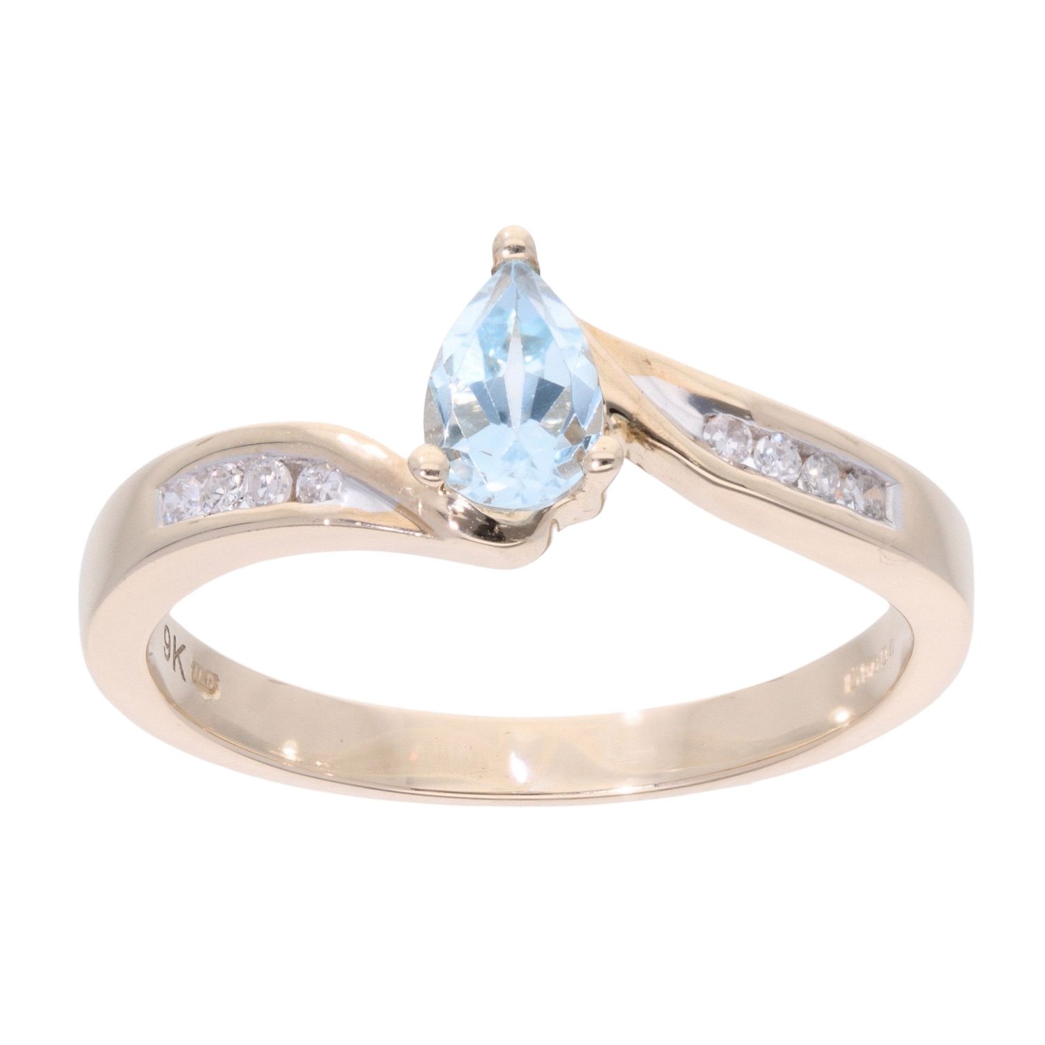 Blue Topaz & Diamond Ring in 9ct Yellow Gold main image 1