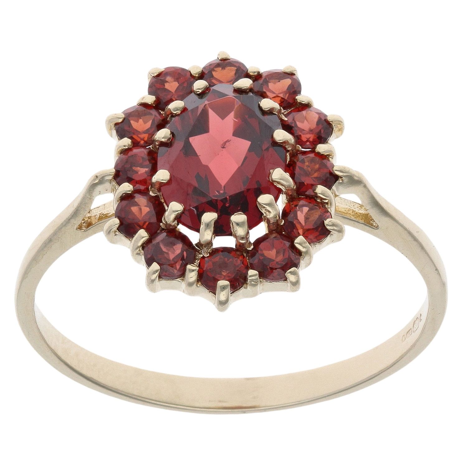 9ct Yellow Gold Garnet Cluster Ring RAMS716331273005 | Ramsdens Jewellery