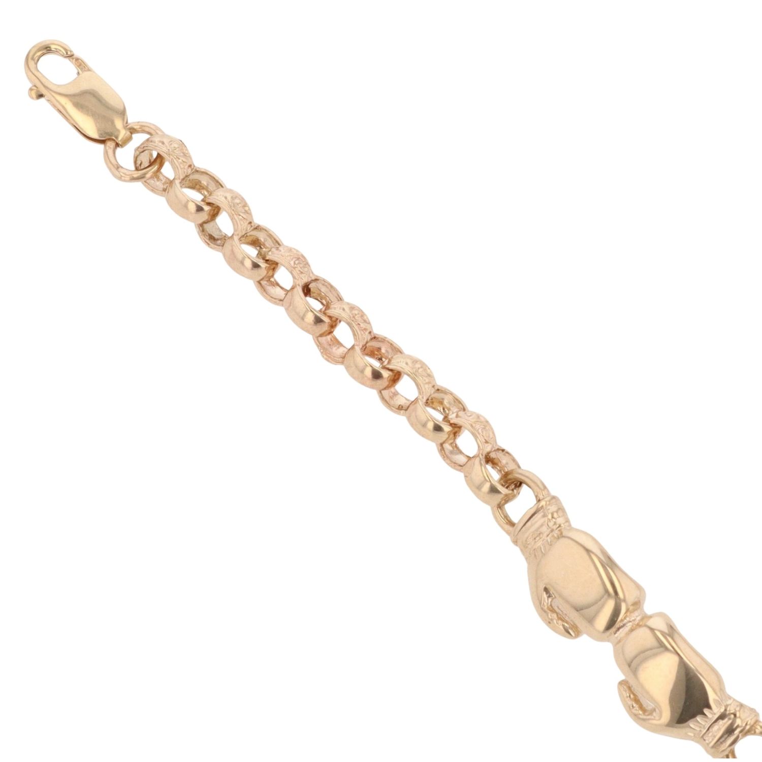 9ct Yellow Gold Boxing Glove Belcher Bracelet 6