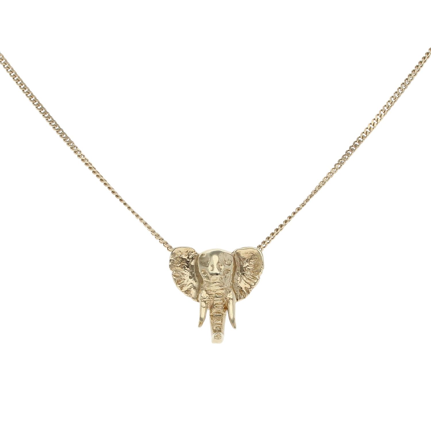 9ct Yellow Gold Elephant Pendant And Chain 18