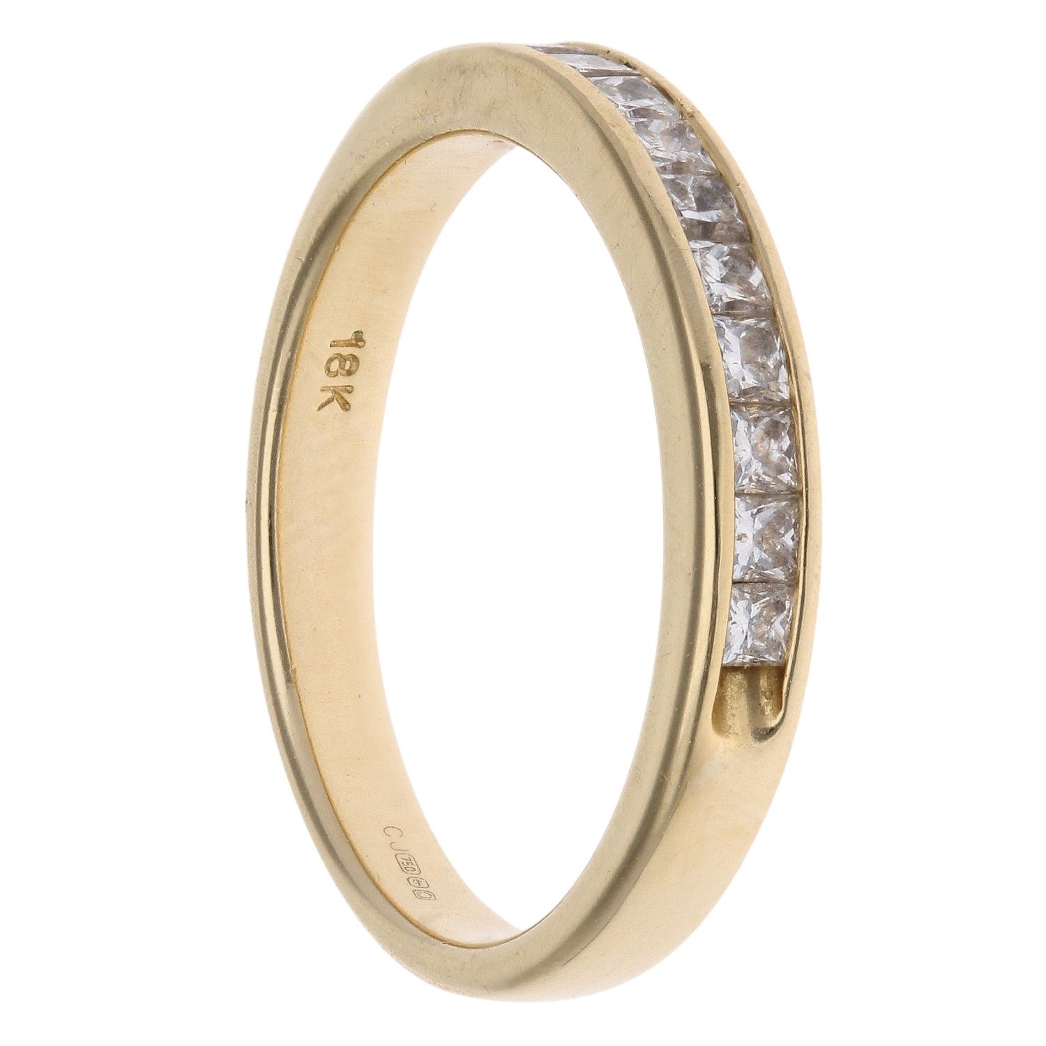 18ct Yellow Gold 0.55ct Princess Cut Diamond Half Eternity Ring ...