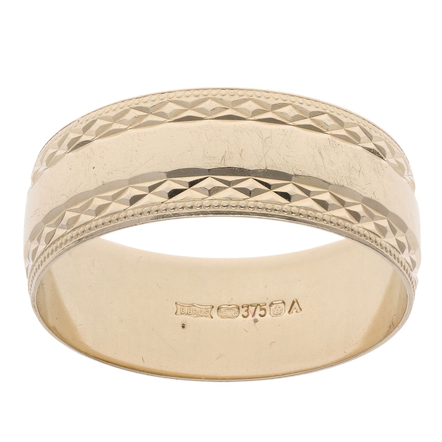 Handmade 9ct Yellow & White Gold Patterned Twist Wedding Ring - 4mm Or 5mm, Elma Jewellery