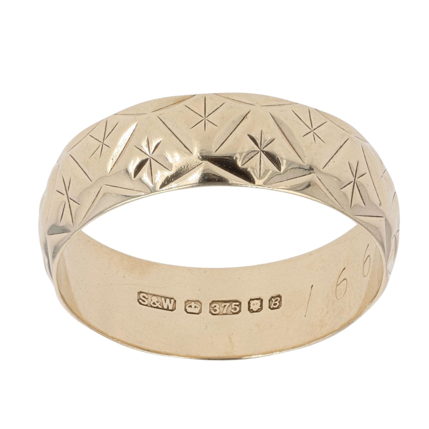 9ct Yellow Gold Patterned Wedding Ring RAMS778347724008