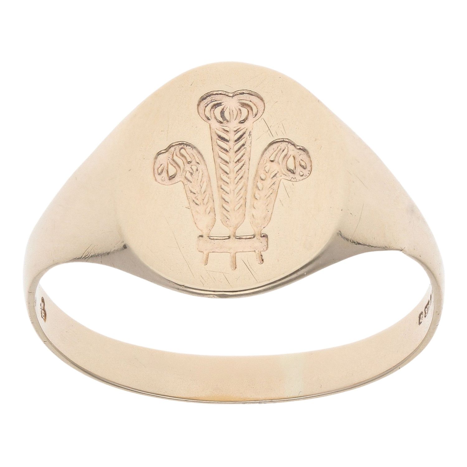 9ct Yellow Gold Welsh Feathers Signet Ring RAMS970369183008 | Ramsdens ...