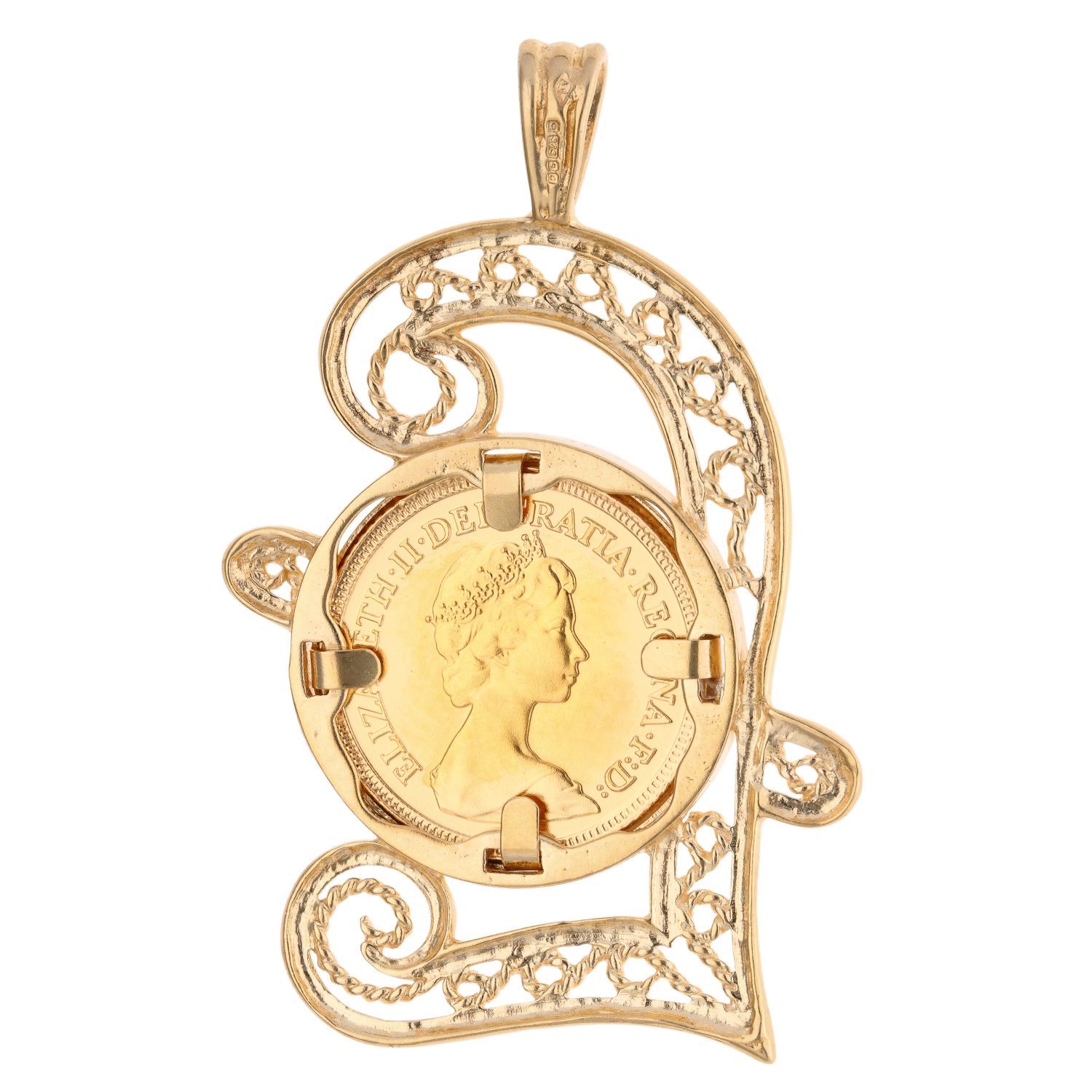 9ct Yellow Gold 1928 Elizabeth II Half Sovereign Coin Pendant ...