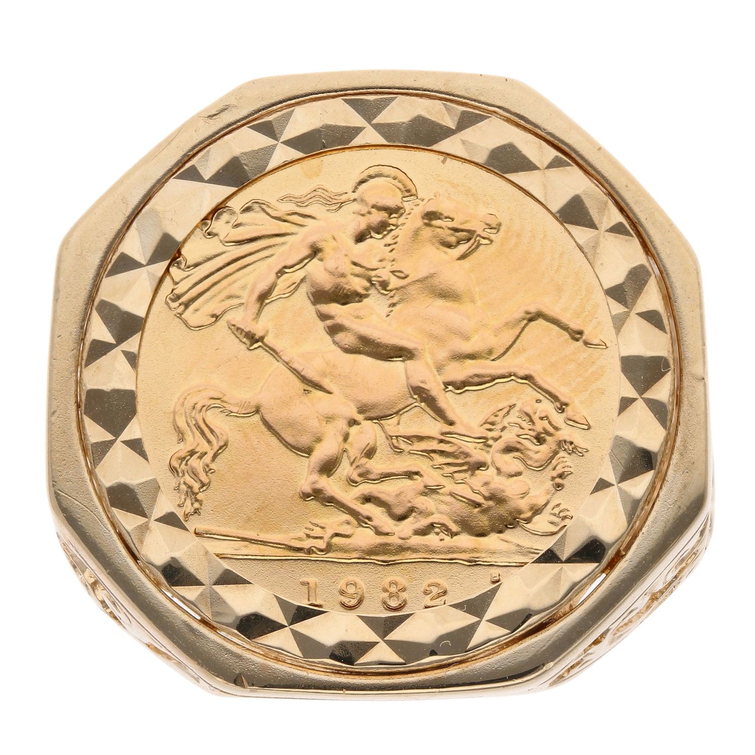 9ct Yellow Gold 1982 Elizabeth Full Sovereign Coin Ring RAMS147362715013 |  Ramsdens Jewellery