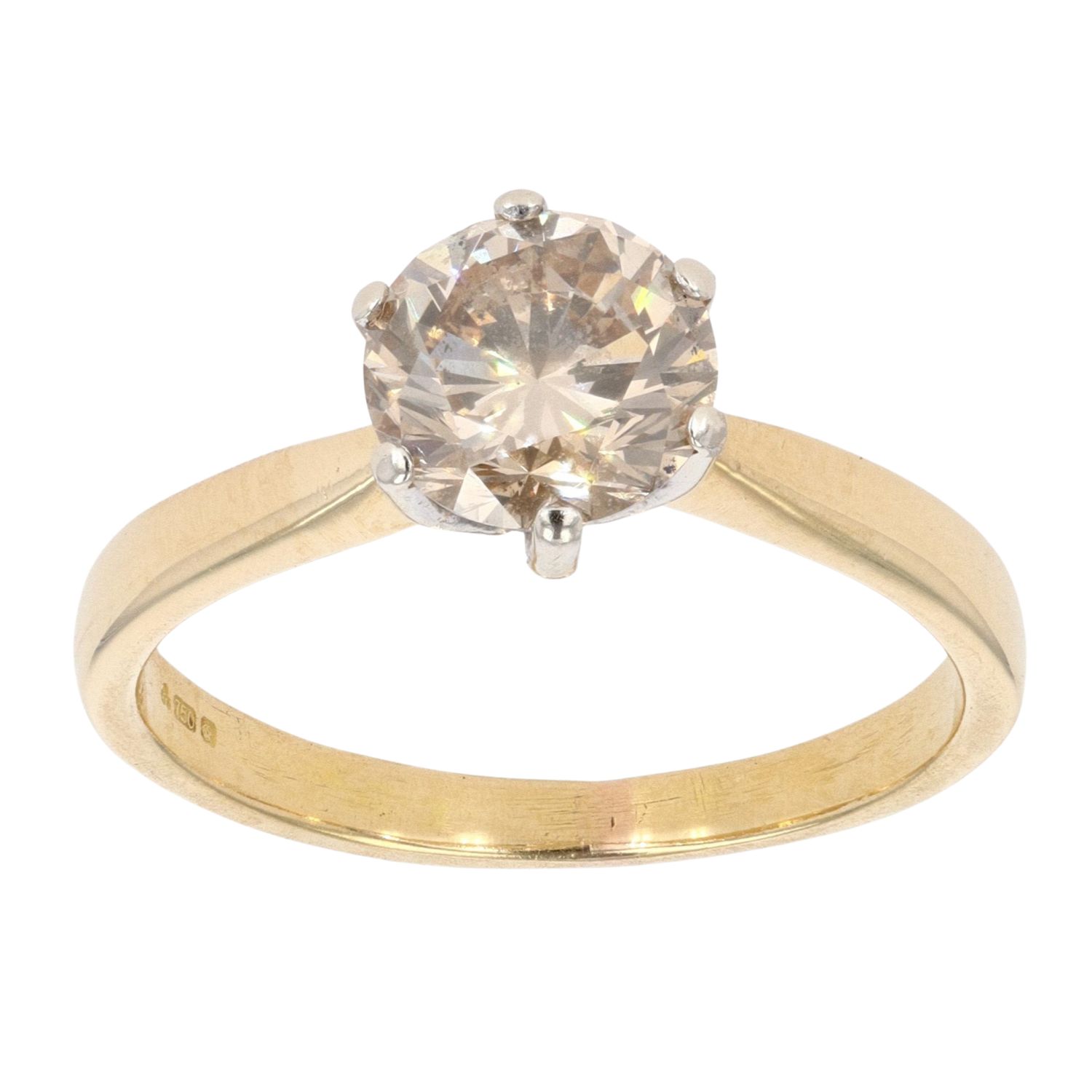 18ct Yellow Gold Champagne Diamond Solitaire Ring