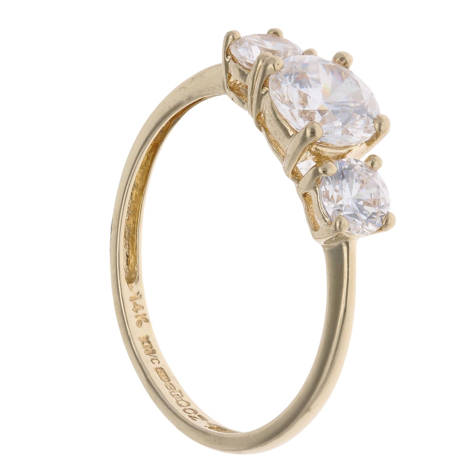 14ct Yellow Gold Cubic Zirconia Three Stone Ring RAMS944362399003 ...