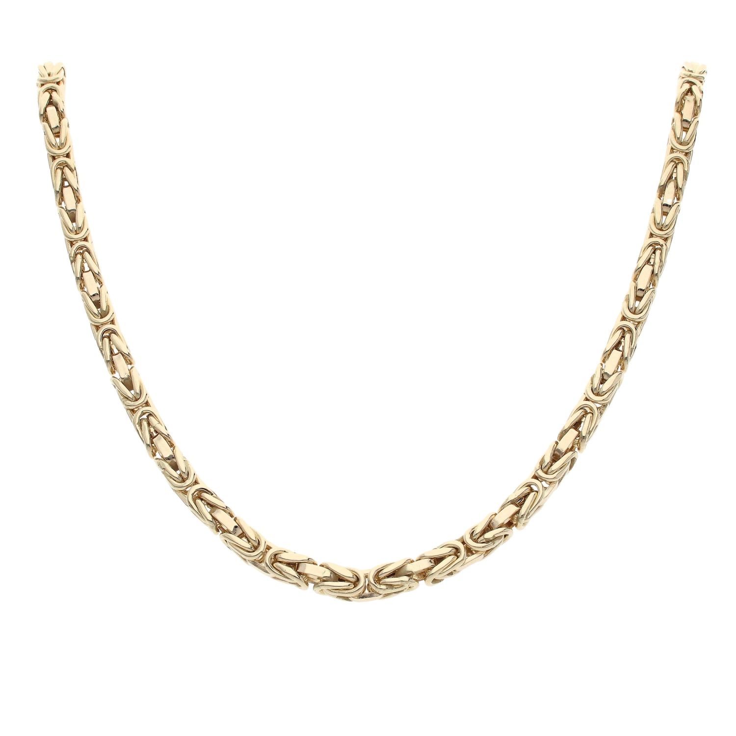 14 Krt Itlin Yellow Gold Hevy Byzntine Link Chin Necklce For