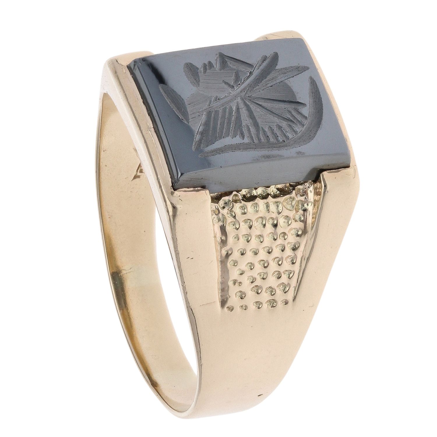 9ct Yellow Gold Hematite Centurion Signet Ring RAMS677347453007 ...