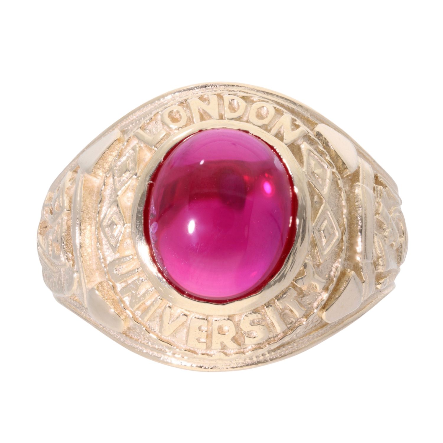 9ct Yellow Gold Red Gemstone College Ring RAMS1900000190 Ramsdens Jewellery