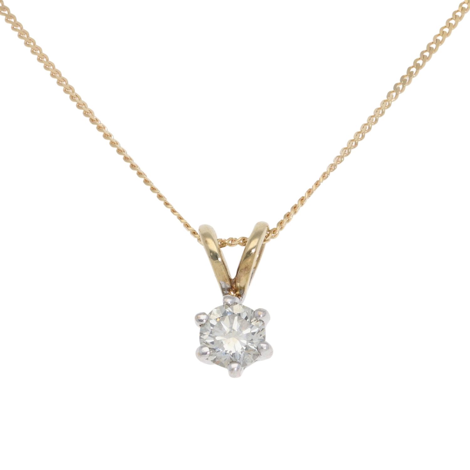 9ct Yellow Gold 0.30ct Diamond Pendant And Chain 18" Ramsdens Jewellery